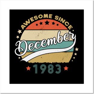 Awesome Since December 1983 Birthday Retro Sunset Vintage Posters and Art